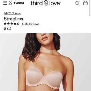 Thirdlove 24/7 strapless bra taupe 32C1/2